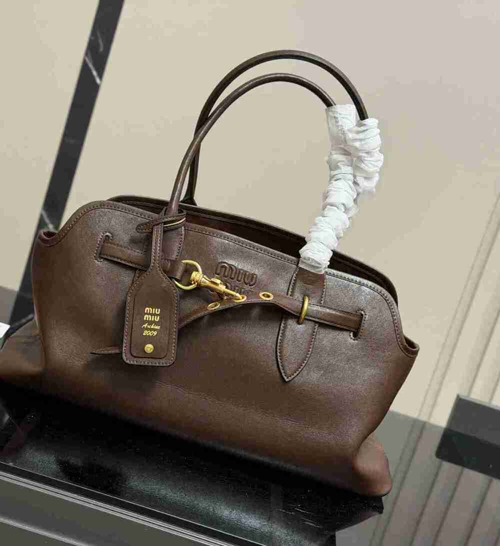Miu Miu Archive 2009 Brown Leather Tote Bag